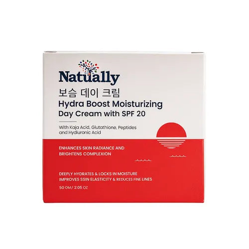 Natually Hydra Boost Moisturizer Day Cream with SPF 20 – With Hyaluronic Acid, Ceramides, Collagen & Avocado Oil
