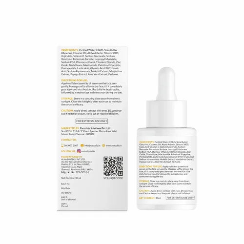 Natually Skin Glow Face Serum - 2% Kojic Acid, Glutathione and Papaya - 30ml