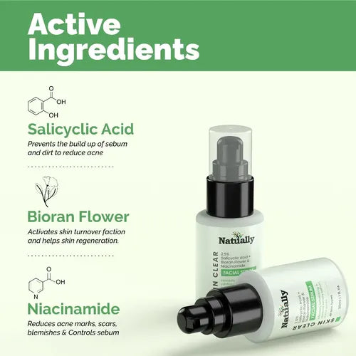 Natually skin clear serum - 2.5% Salicyclic acid + Bioran flower &Niacinamide