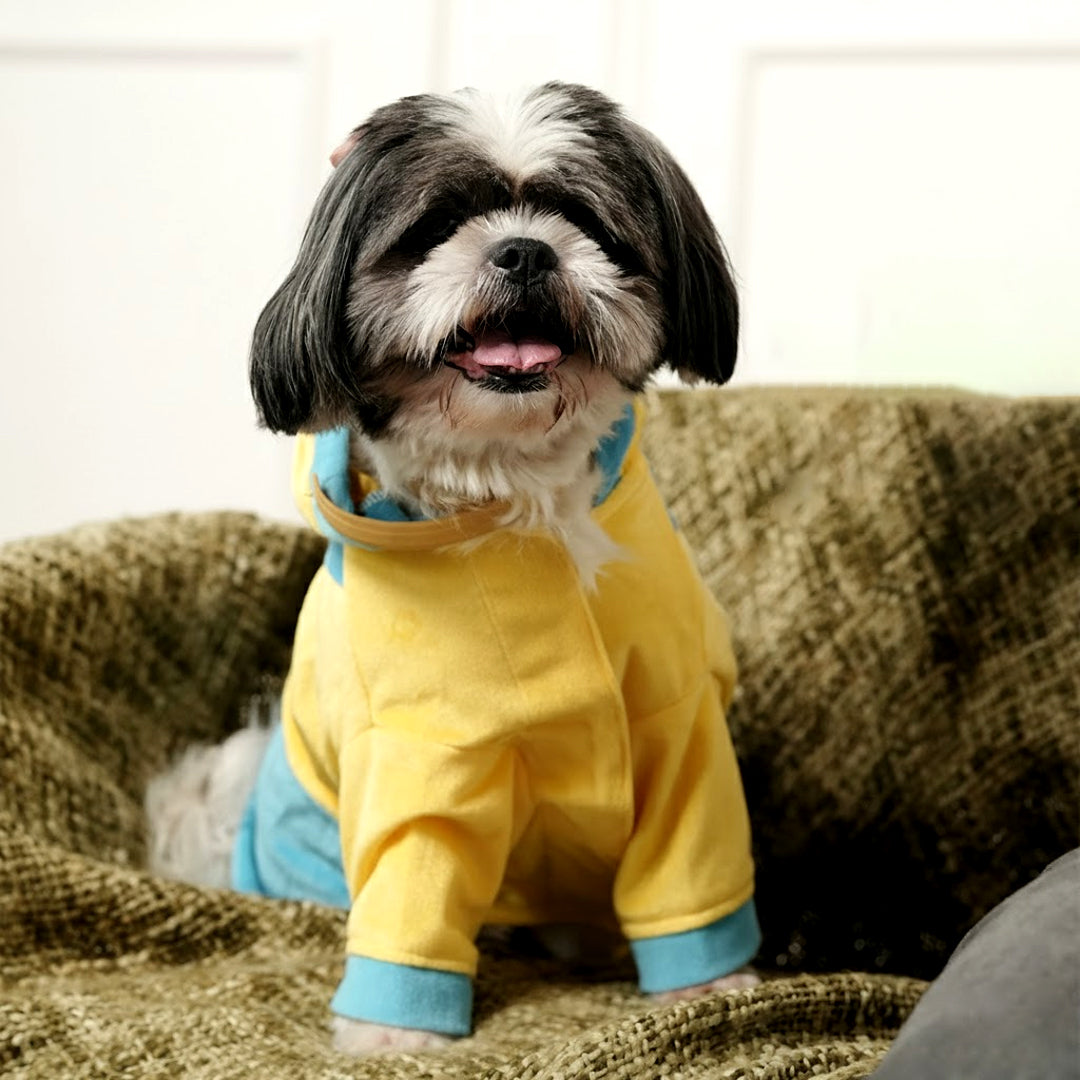 Furryfits Minion Mischief Hoodie – Playful Yellow Winter Pet Hoodie