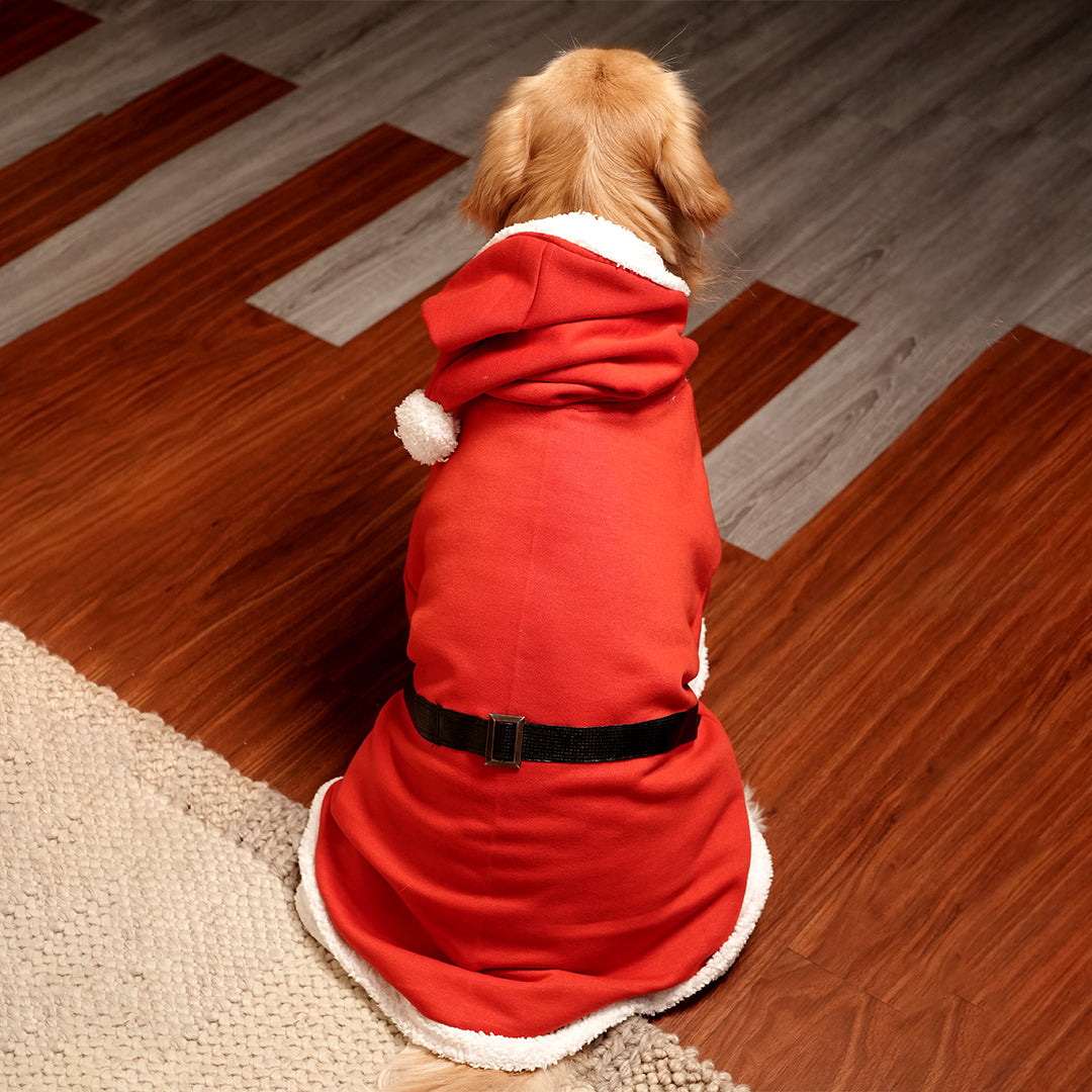 Santa Paws Hoodie – Festive Red Fleece Pet Hoodie