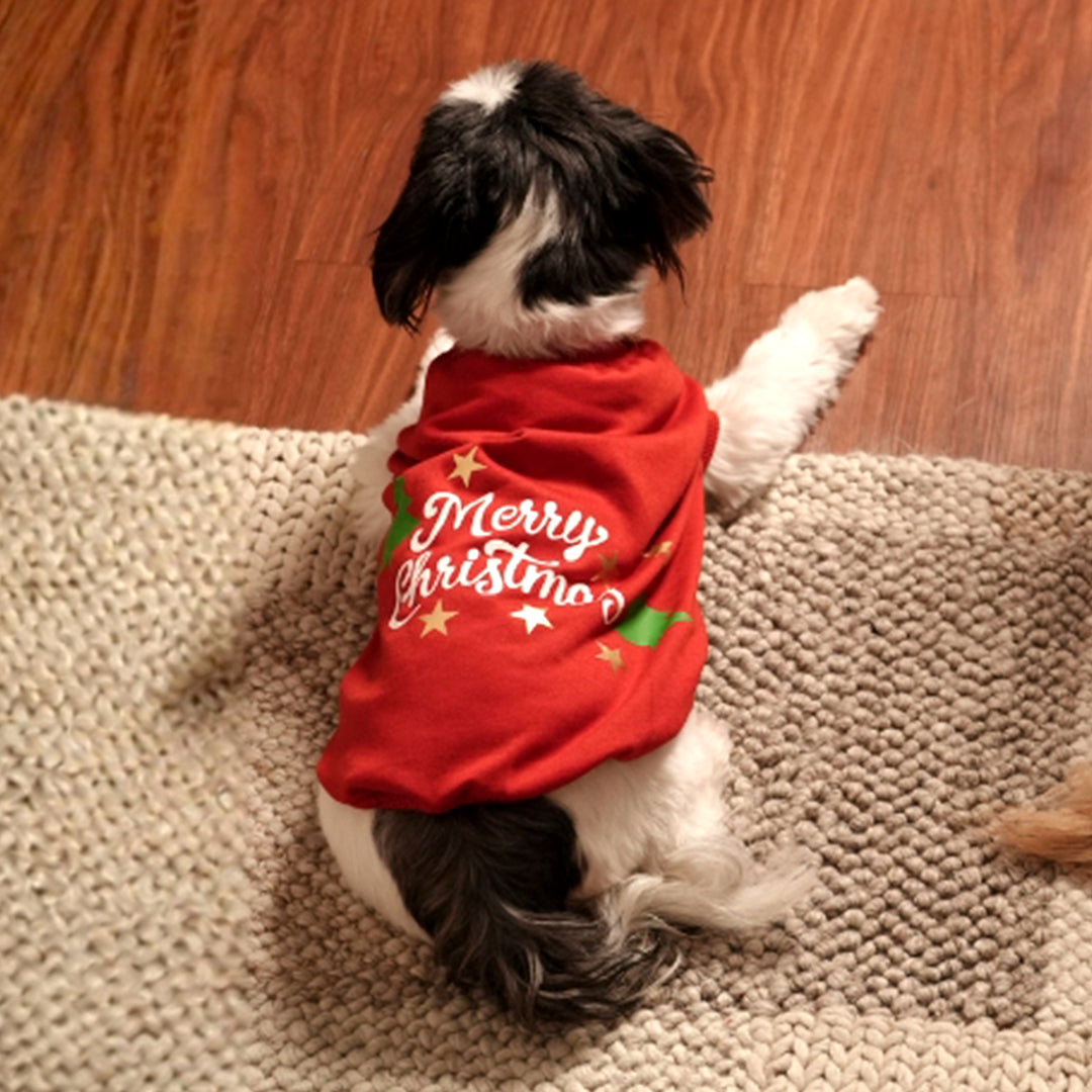 Christmas Wishes Hoodie – Festive Red Fleece Pet Hoodie