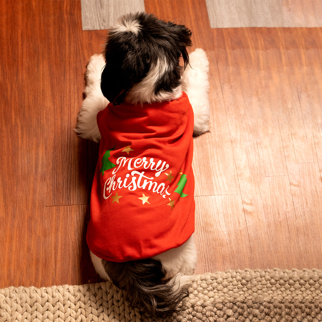 Christmas Wishes Hoodie – Festive Red Fleece Pet Hoodie