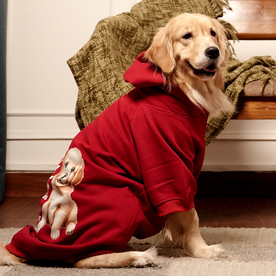 Scarlet Snuggles Hoodie – Cozy Red Fleece Pet Hoodie