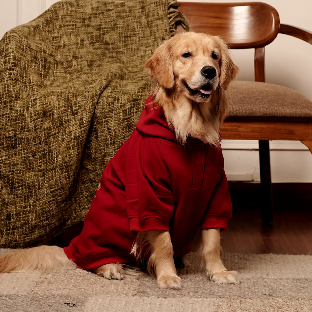 Scarlet Snuggles Hoodie – Cozy Red Fleece Pet Hoodie