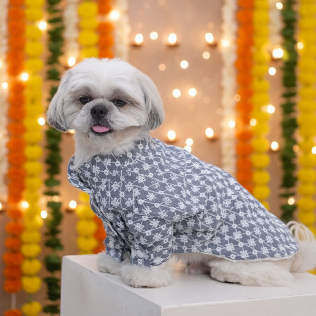 Grey Blossom Kurta (Sleeve)