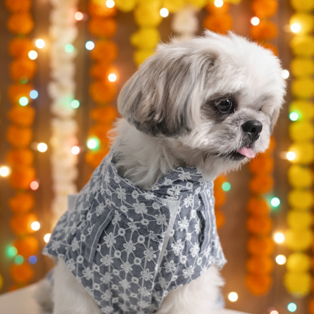 Grey Blossom Kurta (Sleeveless)