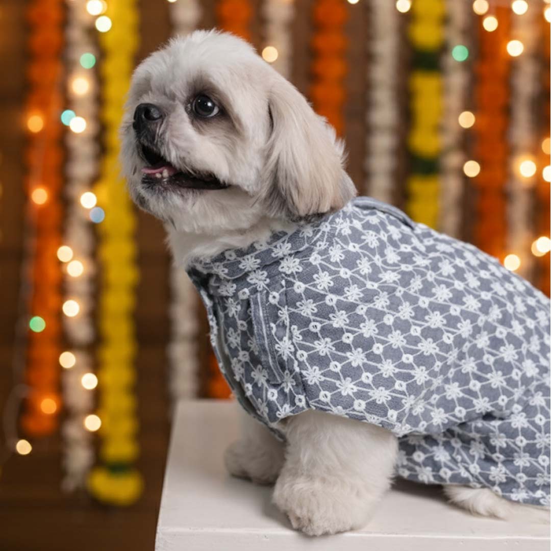 Grey Blossom Kurta (Sleeveless)