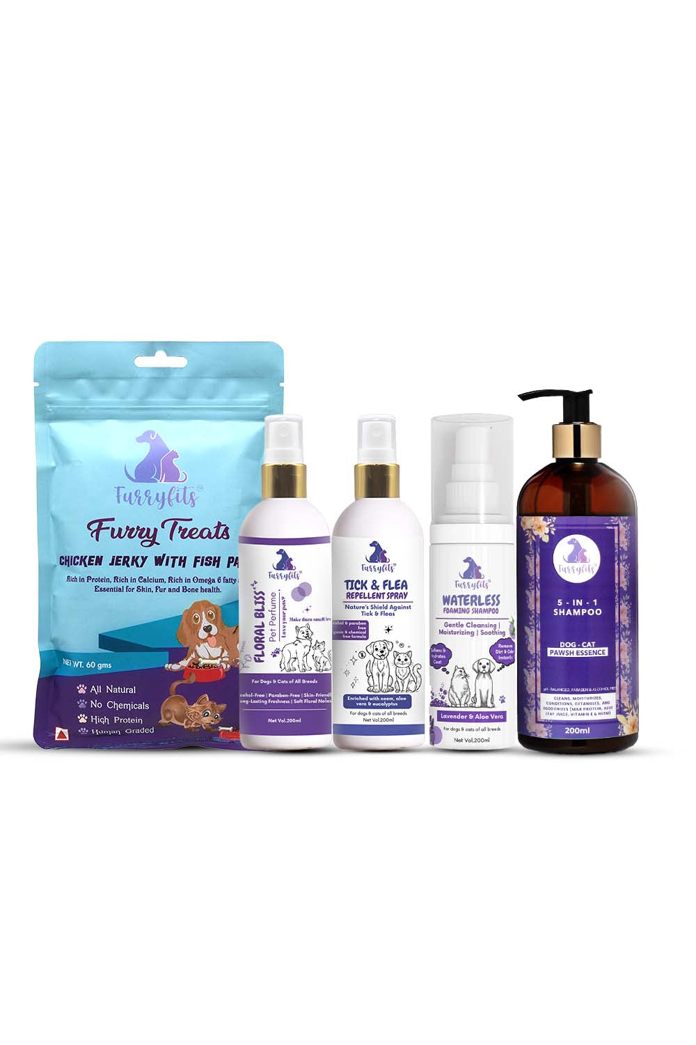 FurryFits Total Care Combo – Treat, Cleanse, Fragrance & Flea Shield