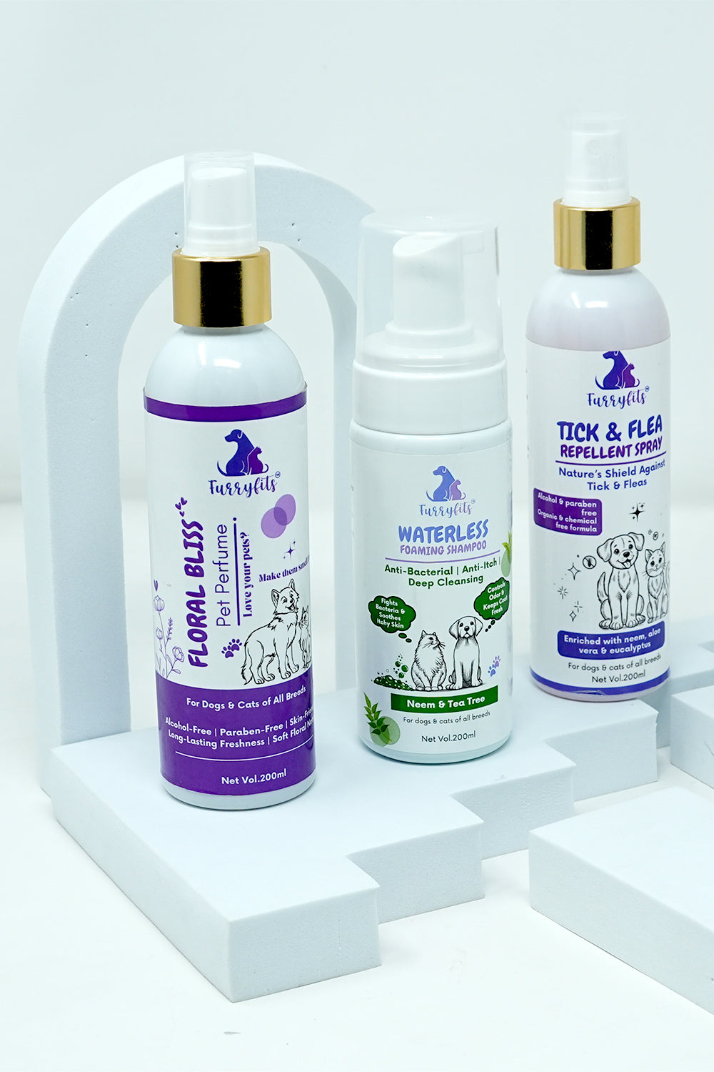 Natural Pet Care Combo – Neem Cleanse, Tick Protection & Floral Perfume