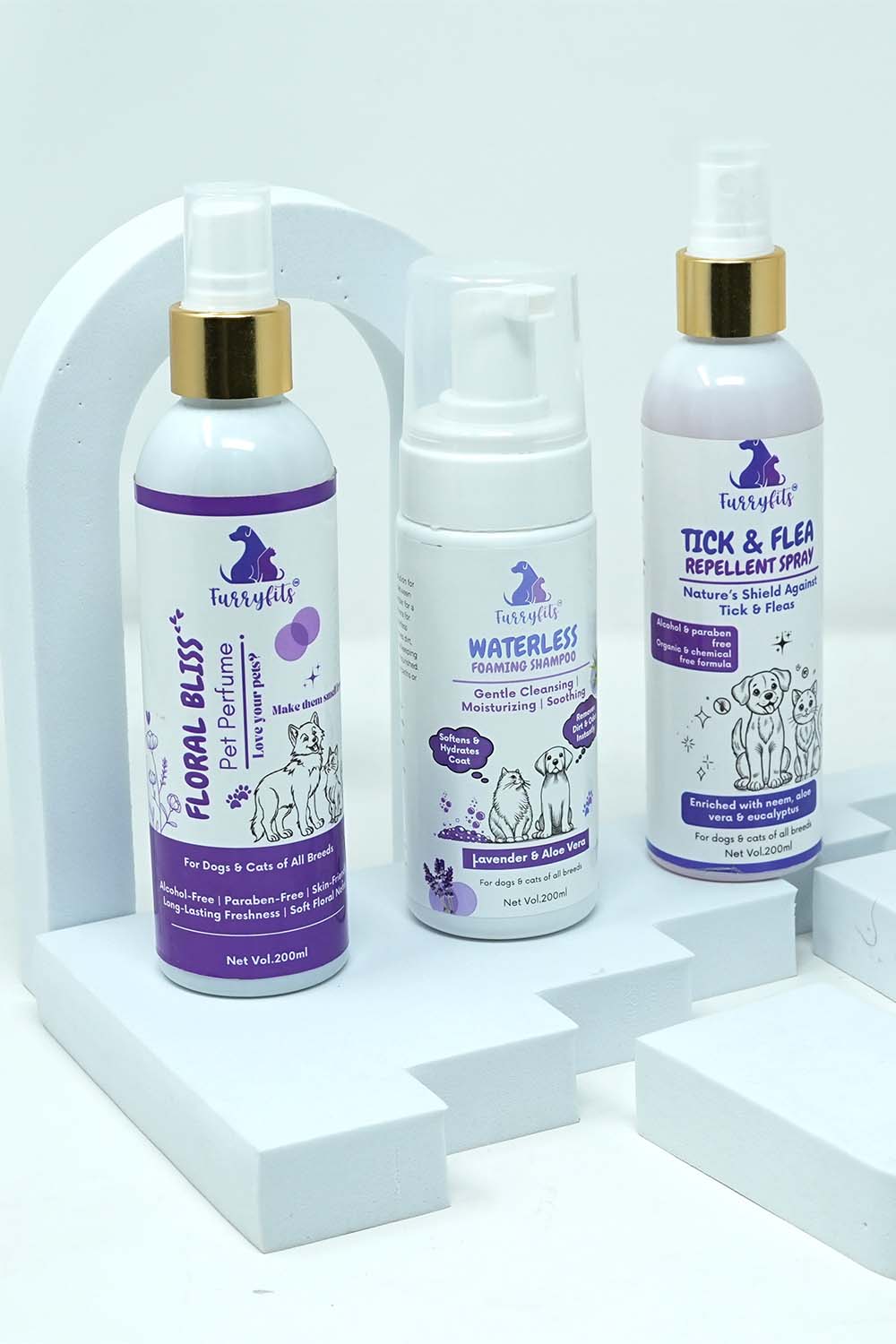 Pet Grooming & Protection Combo – Lavender Clean, Bliss Perfume & Tick Spray