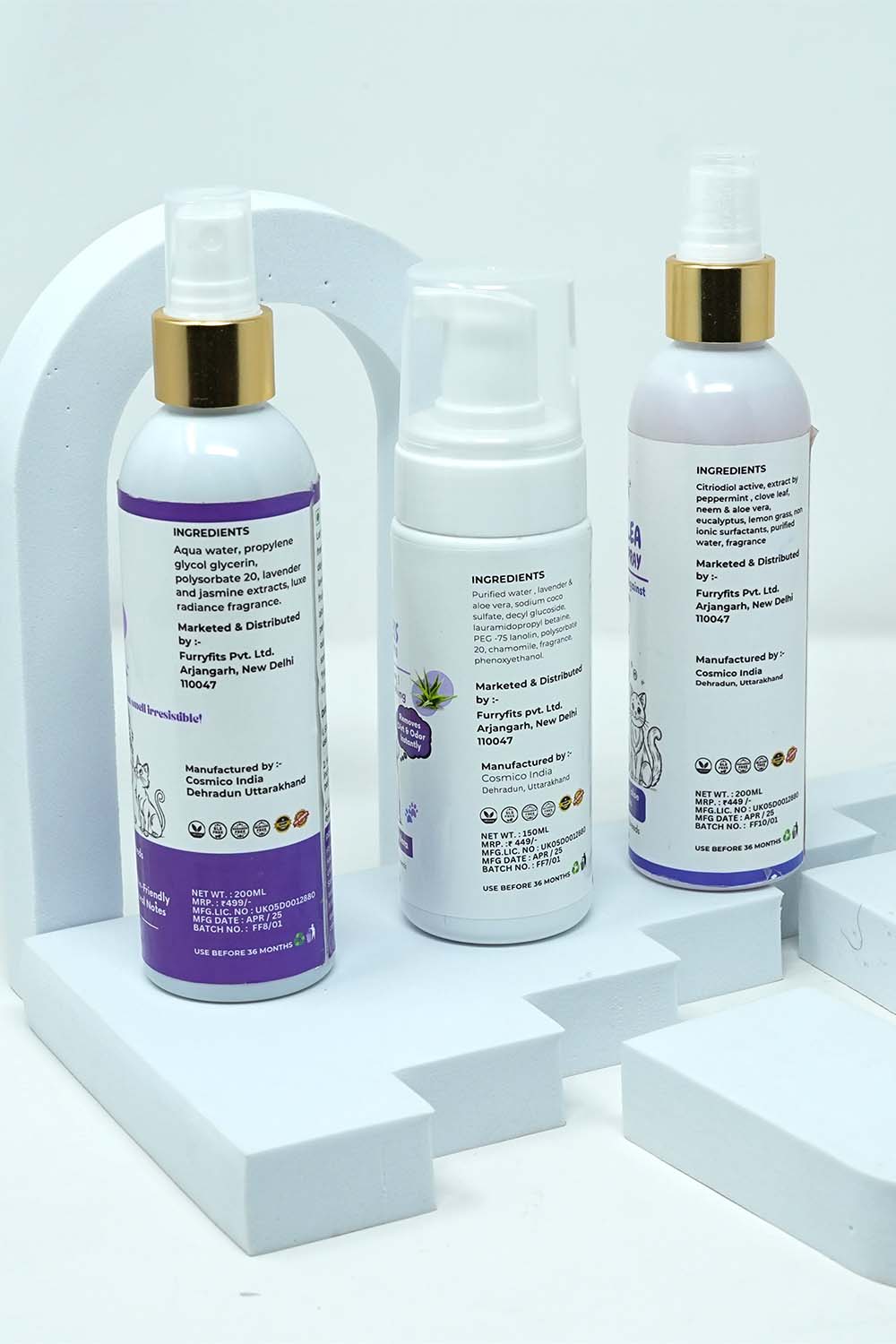 Pet Grooming & Protection Combo – Lavender Clean, Bliss Perfume & Tick Spray