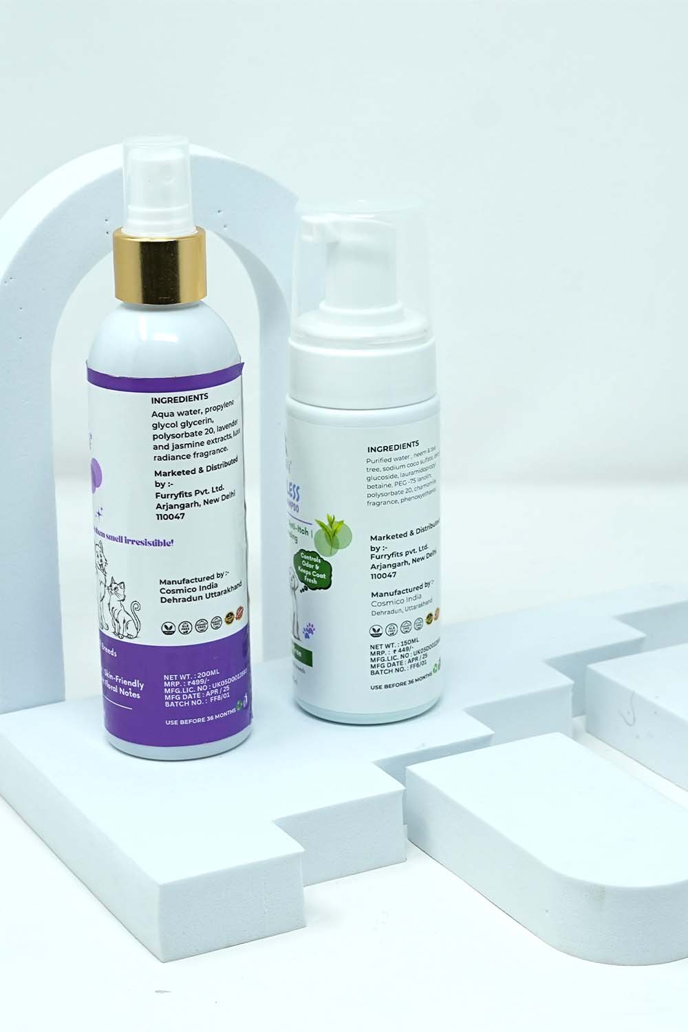 Pet Perfume & Waterless Shampoo Combo – Neem Clean + Floral Bliss