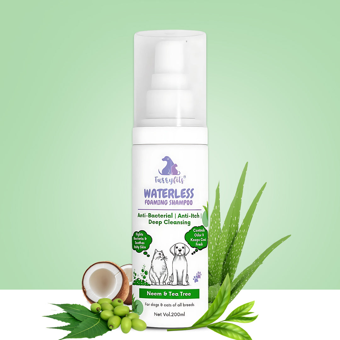 FurryFits Neem & Tea Tree Waterless Shampoo - No-Rinse Foam Shampoo