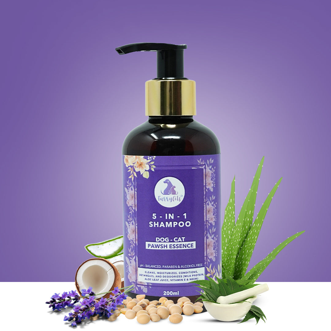 FurryFits 5 in 1 Grooming Pet Shampoo - Natural Care for Dogs & Cats | 200ml/500ml