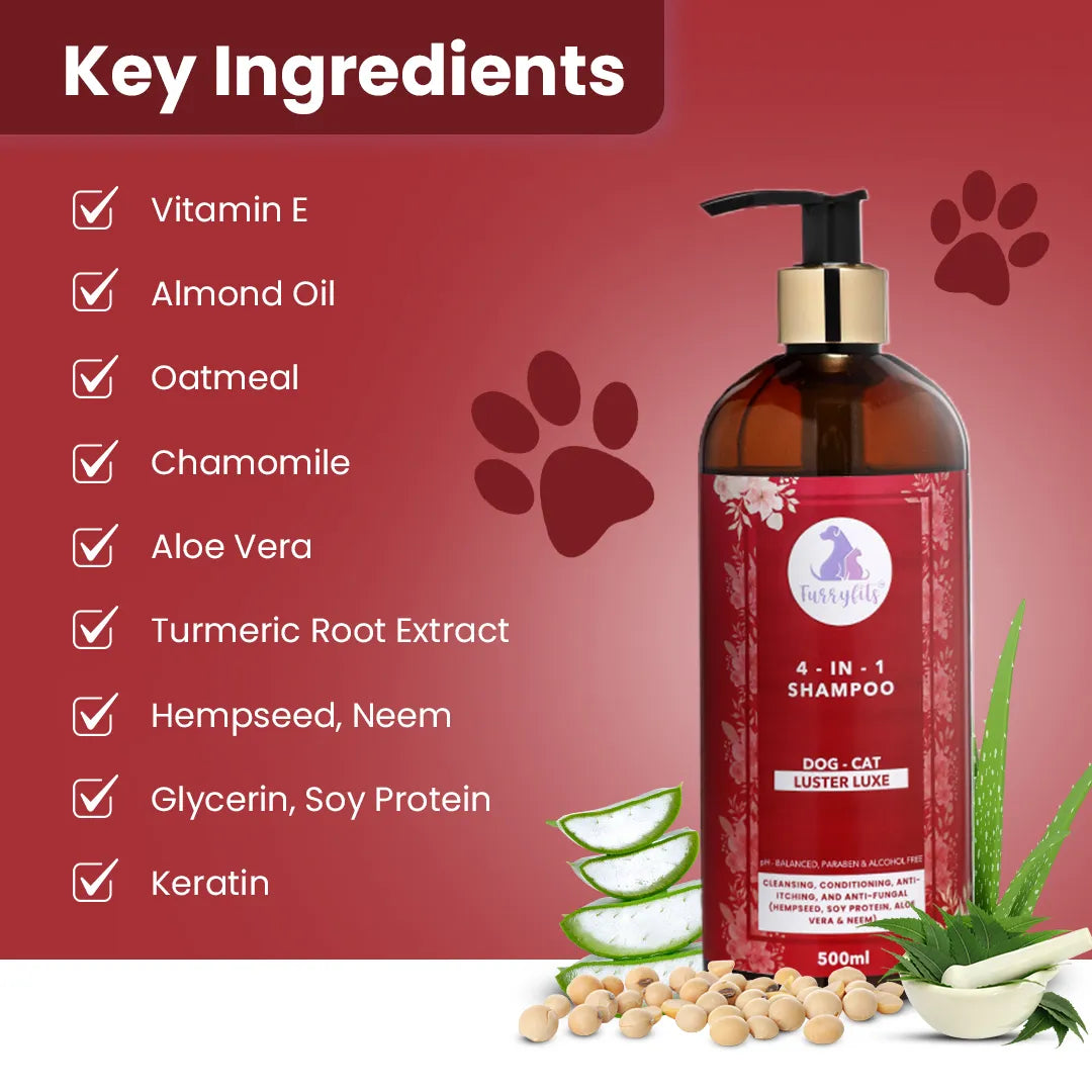 FurryFits 4-in-1 Pet Shampoo - Clean, Condition, Deodorize & Detangle