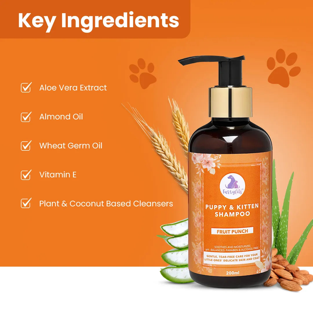 FurryFits Puppy & Kitten Shampoo - 200ml Gentle Care Wash