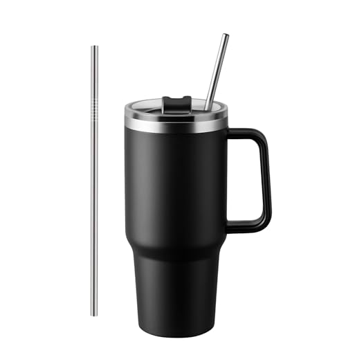THESHIFT Stainless Steel Tumbler with Lid and Straw – Insulated Travel Mug, 1200ml, Vacuum-Sealed, Reusable Water Bottle for Adults, Keeps Drinks Cold/Hot