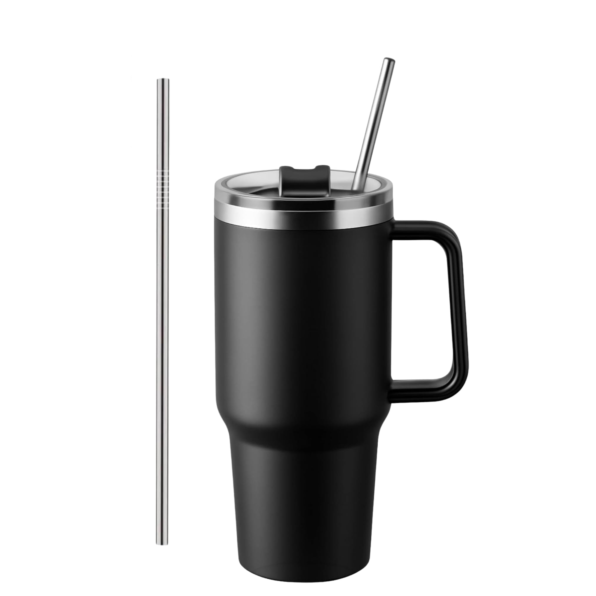 THESHIFT Stainless Steel Tumbler with Lid and Straw – Insulated Travel Mug, 1200ml, Vacuum-Sealed, Reusable Water Bottle for Adults, Keeps Drinks Cold/Hot (White)