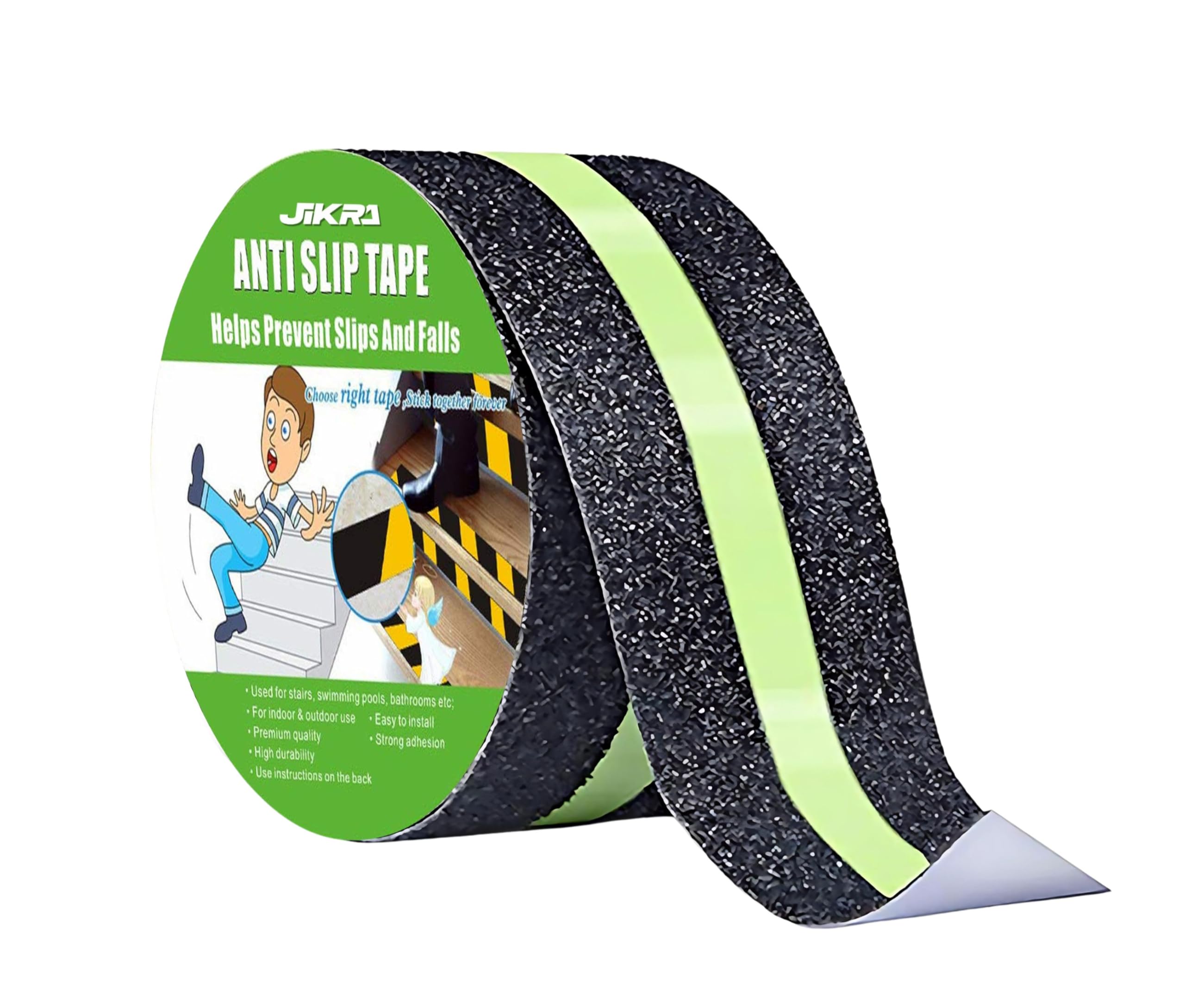 JIKRA Anti Slip Grip Tape,Non-Slip Traction Tapes With Glow In The Dark Reduce The Risk Of Slipping For Indoor Or Outdoor Slippery Surfaces (2 Inch x 5 Meter) pack of 1